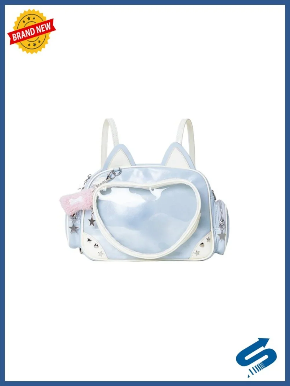 Kawaii Ita Bag Cat Pin Backpack Crossbody Anime Shoulder Bag PU Clear Insert